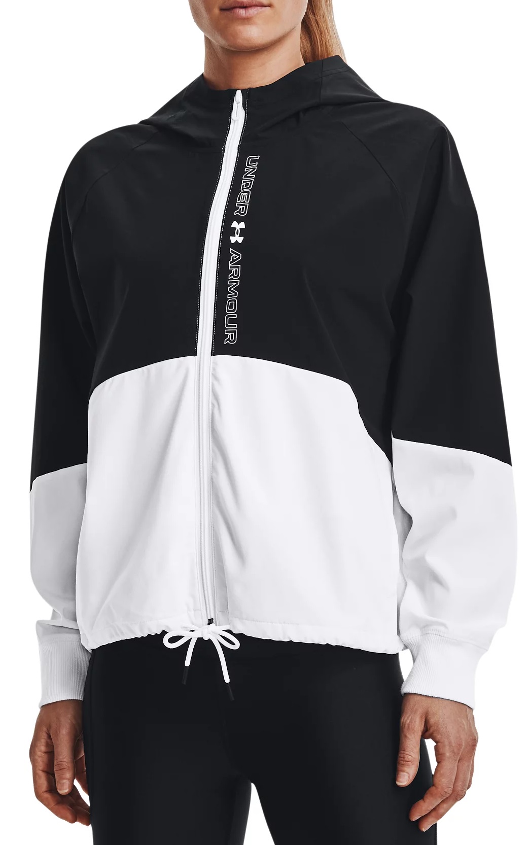 Bunda s kapucňou Under Armour Woven FZ Jacket-BLK