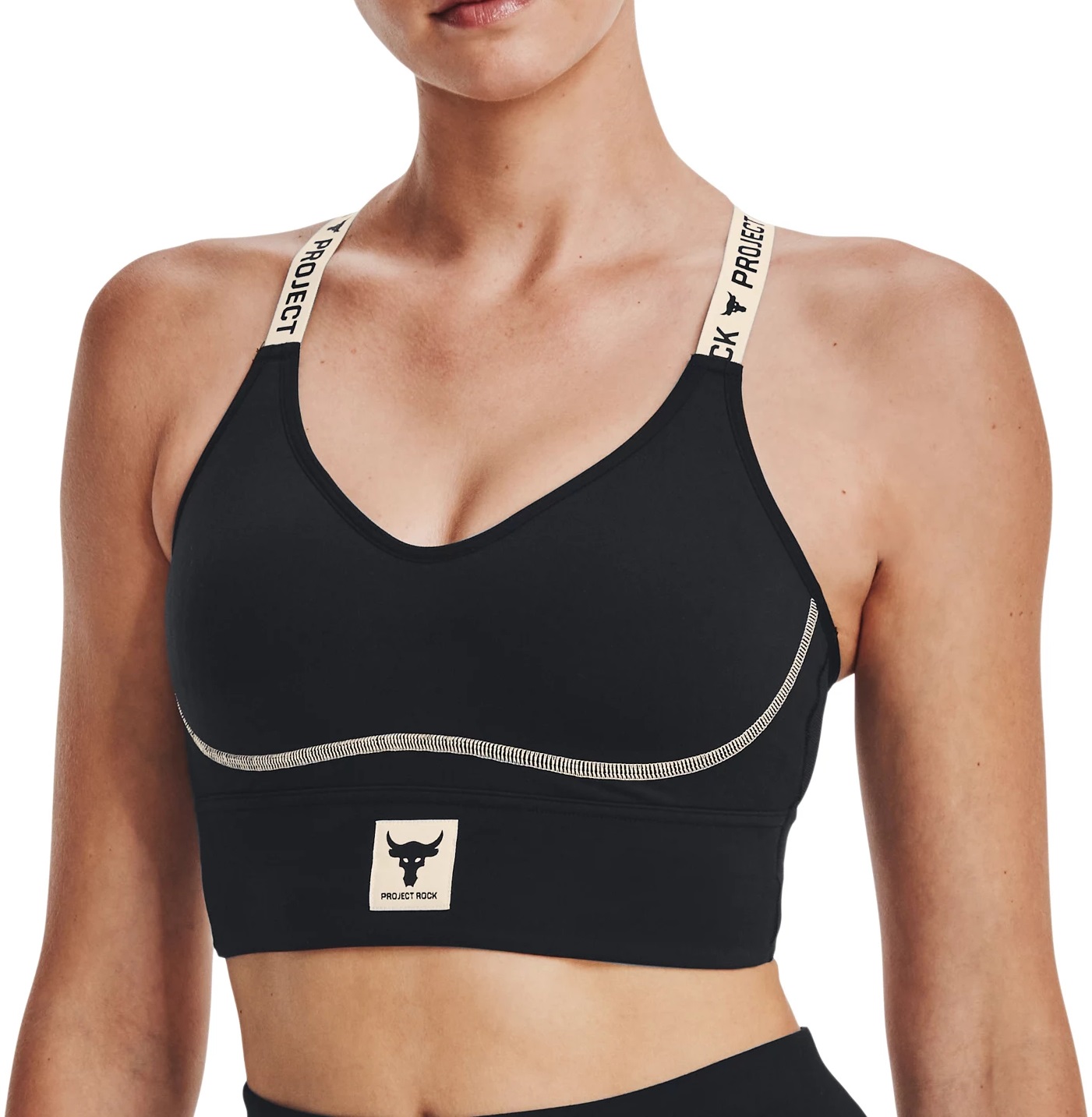Womens sports bra with support Under Armour PJT ROCK INFTY MID BRA W black