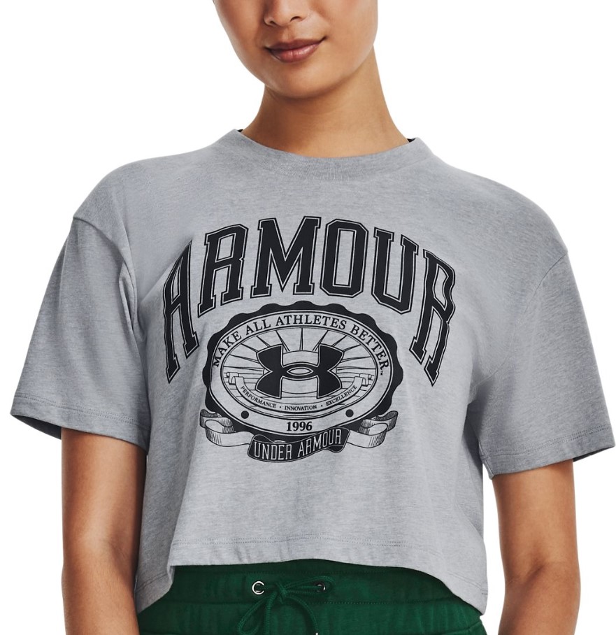 Camiseta Under Armour UA COLLEGIATE CREST CROP SS-GRY
