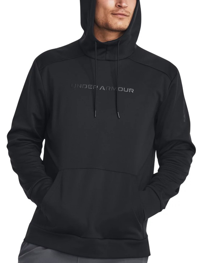 Sweatshirt med hætte Under UA Armour Fleece Wordmark HD-BLK