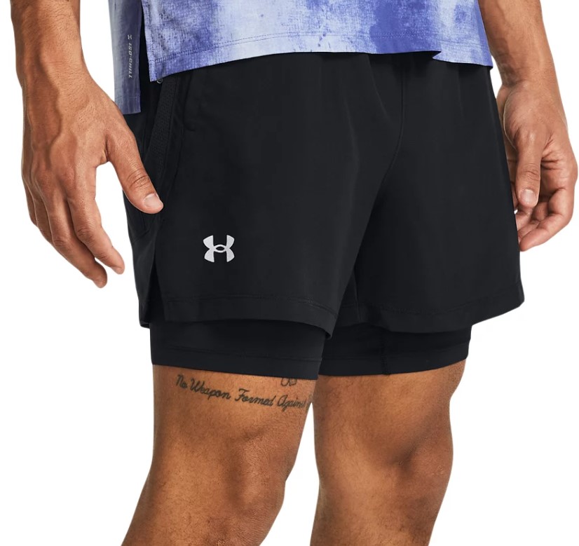 Korte broeken Under Armour UA LAUNCH 5 2-IN-1 SHORTS-BLK