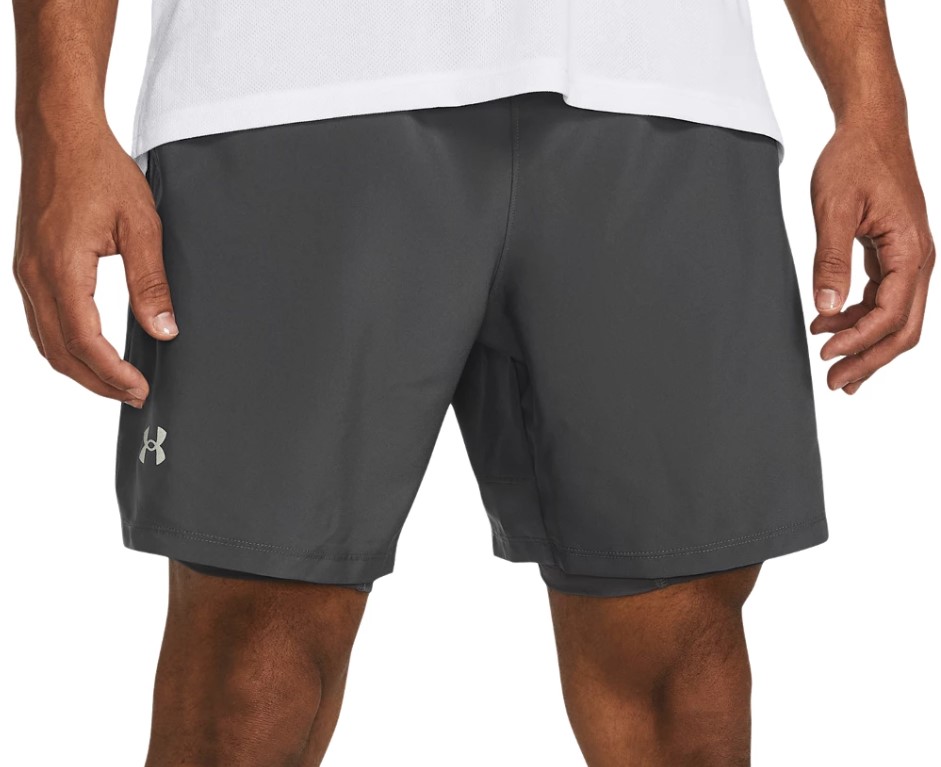 Shorts med underbukser Under Armour UA LAUNCH 7'' 2-IN-1 SHORTS-GRY