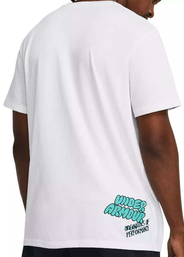 T-Shirt Under Armour UA HW LOGO OVERLAY EMB SS-WHT