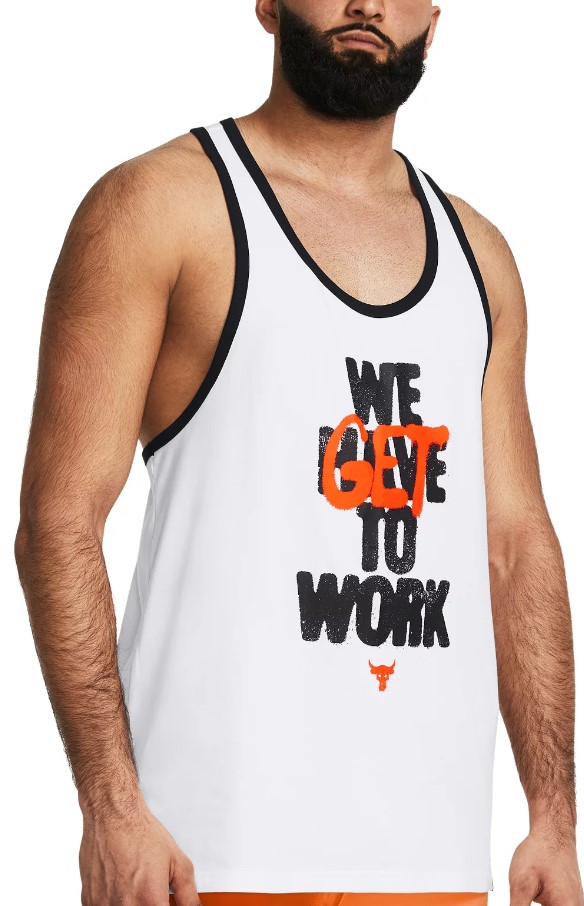 Camiseta sin mangas Under Armour UA Pjt Rck Get to Work Tank-WHT