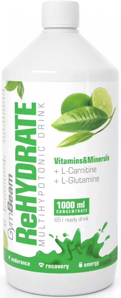 Ionic drinks ReHydrate 1000 ml - GymBeam green tea lime - Top4Running.com