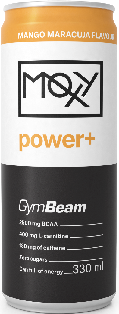 Bebida energética GymBeam Moxy Power+ Energy Drink 330 ml manga maracujá