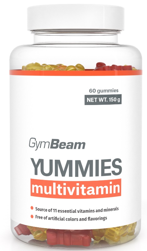 Multivitamin GymBeam Yummies pomeranč citron třešeň 60 kapslí