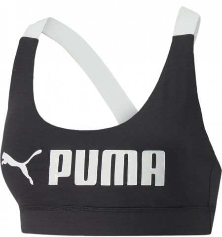 PUMA 52219201 Womens Black Drycell Mid Impact Fit Sports Bra Size Large