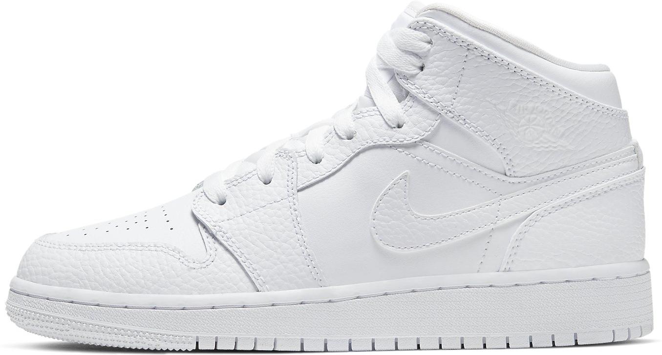 Jordan 1 Mid Triple White (GS) Kids' - 554725-130 - US