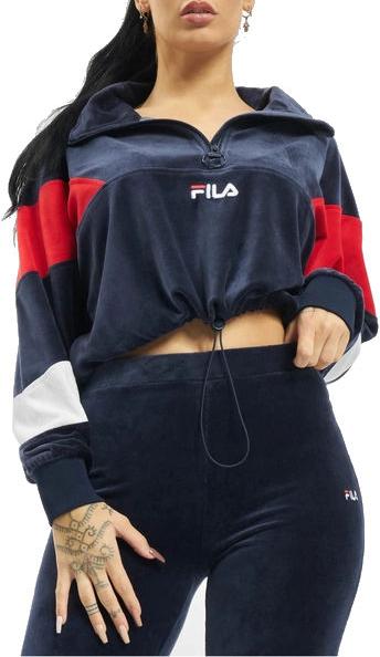 Hooded sweatshirt Fila WOMEN BELLINI cropped velvet half zip