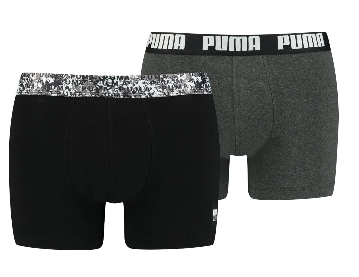 Calzoncillos bóxer Puma Printed Elastic Boxer 2er Pack Schwarz F001