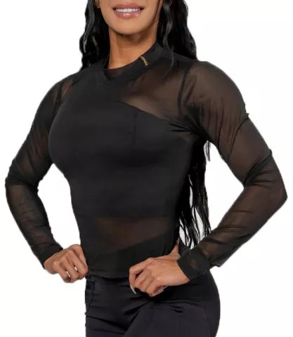 NEBBIA Women s Mesh Long Sleeve Top INTENSE Sheer Gold