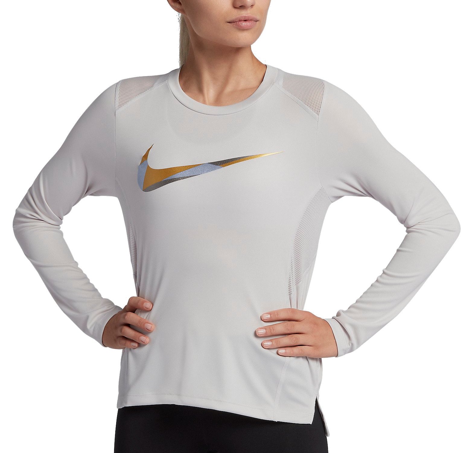 Nike W NK MILER TOP LS METALLIC Hosszú ujjú póló