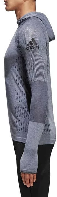 Pánské běžecké triko s dlouhým rukávem a kapucí adidas Climaheat
