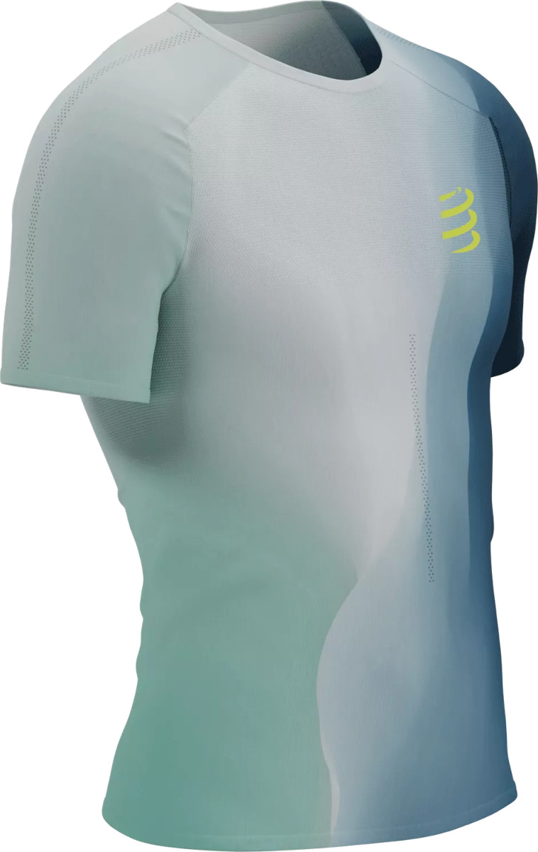 T-shirt Compressport Performance SS Tshirt M L NIAGARA BLUE m.fab : 92% PA 8% EA