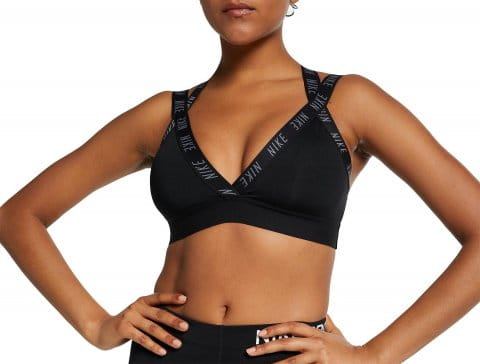 nike training indy logo bra in black