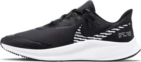 nike running quest 3 shield trainers in black