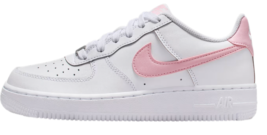 gray nikes with pink swoosh