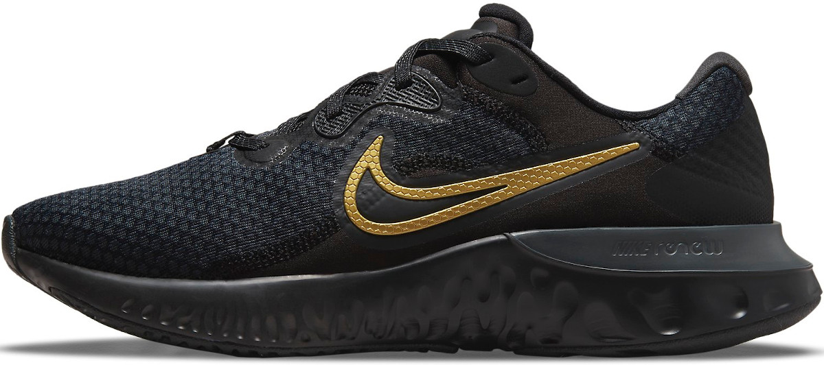 black nike shoes with gold swoosh