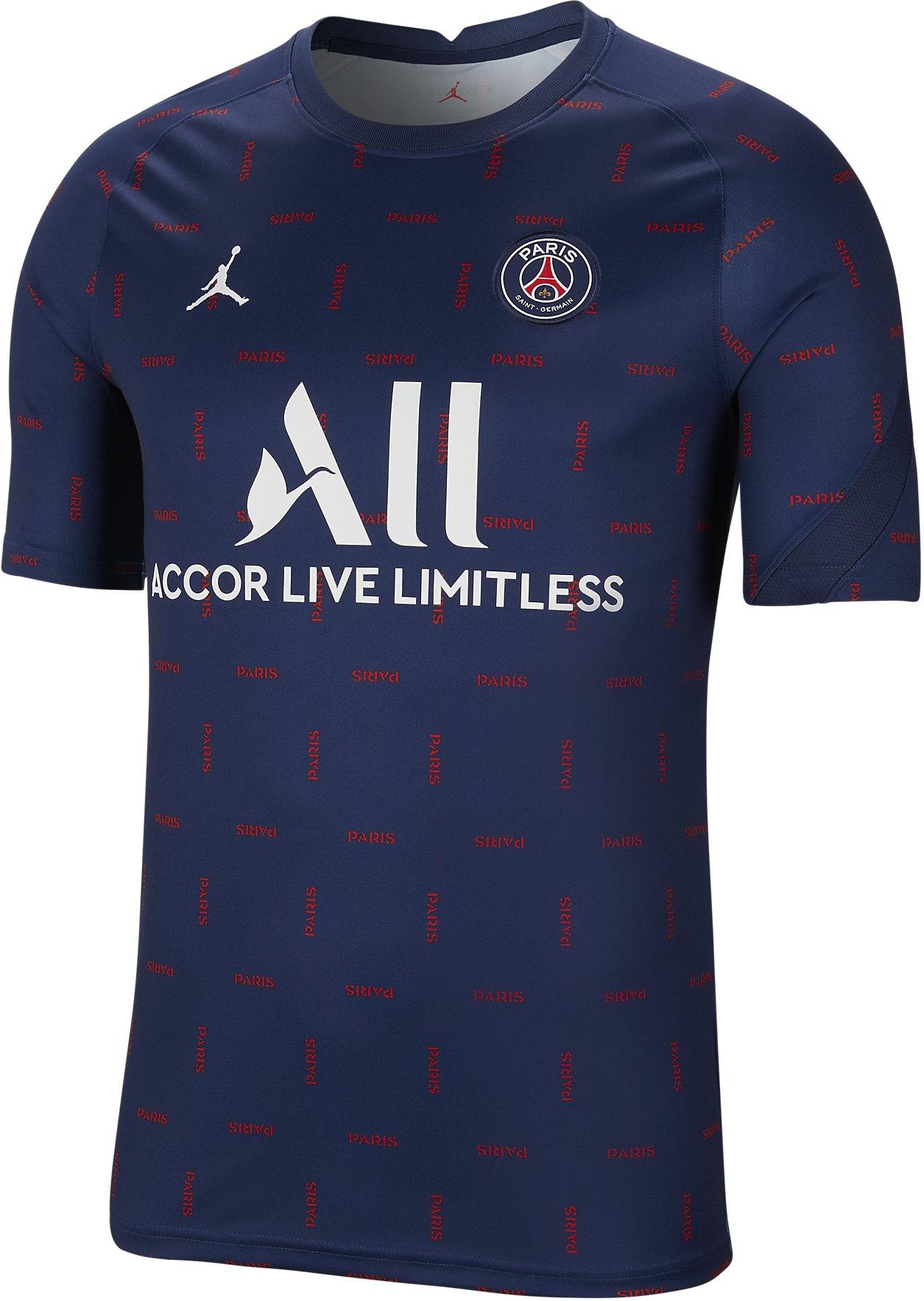 Pánské předzápasové fotbalové tričko s krátkým rukávem Jordan Paris Saint-Germain