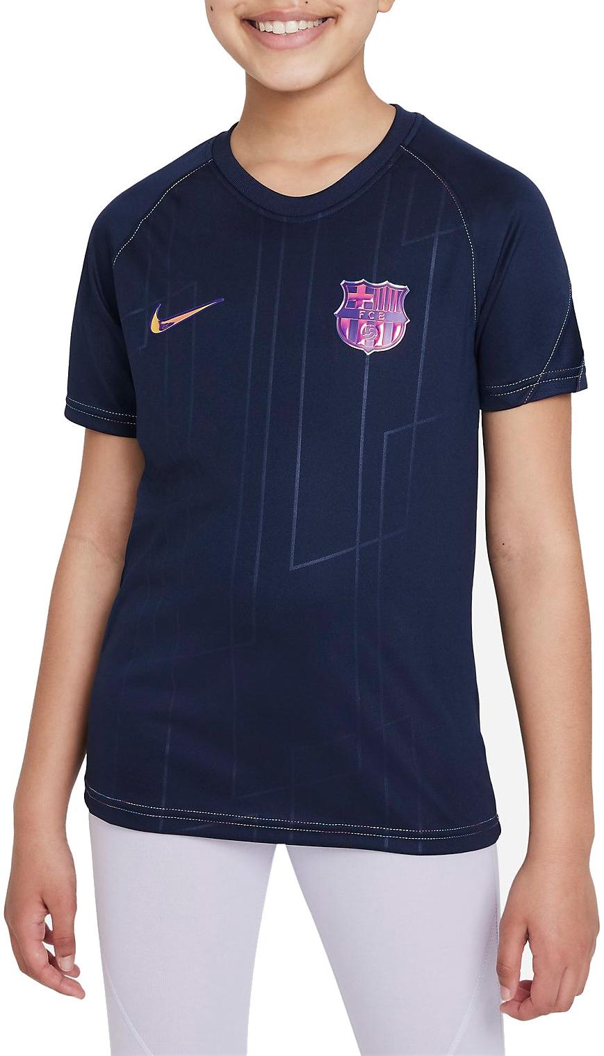 Nike FC Barcelona Away Big Kids Pre-Match Short-Sleeve Soccer Top Rövid ujjú póló
