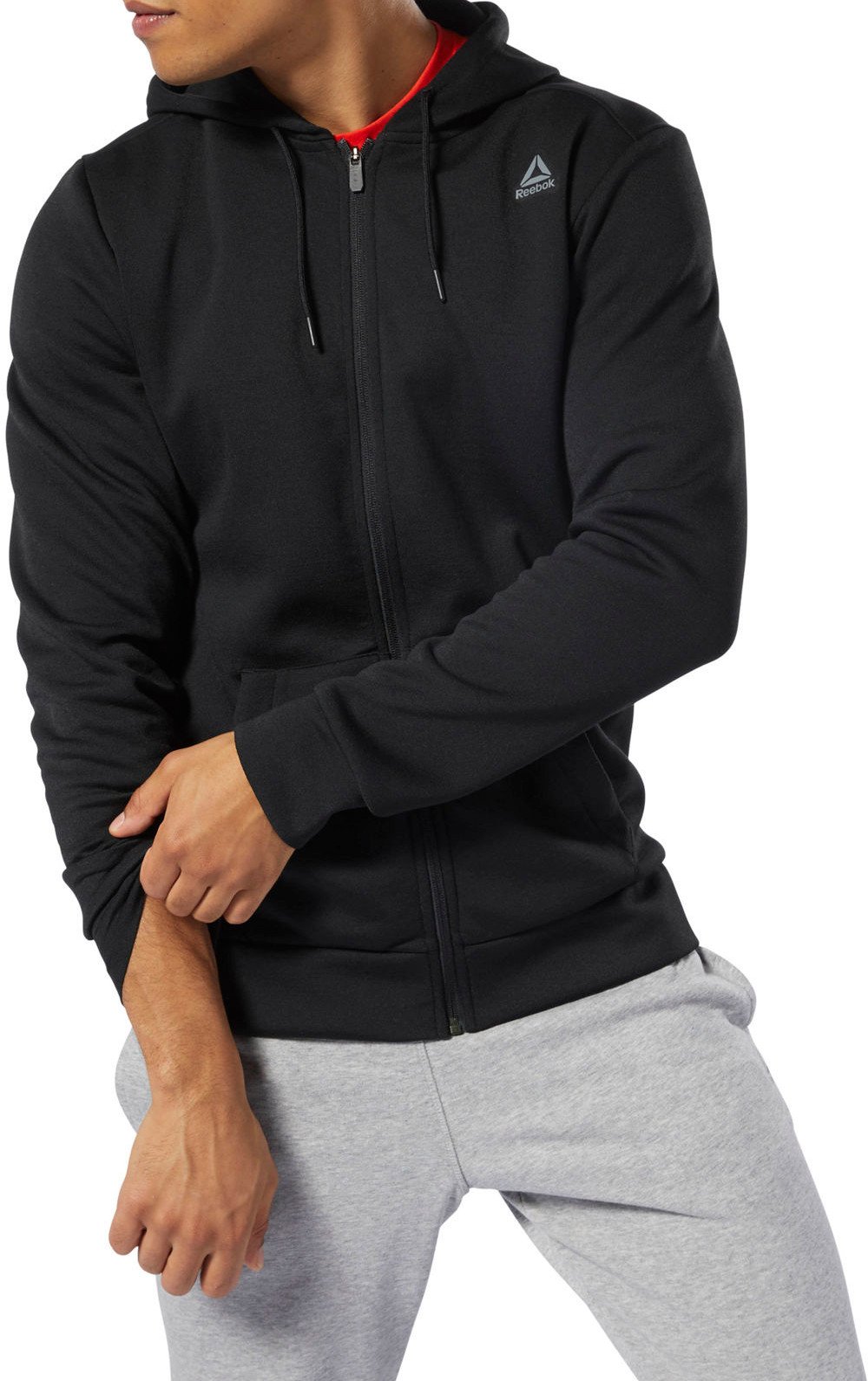 Mikina s kapucňou Reebok WOR MEL DBL KN FZ HOODIE