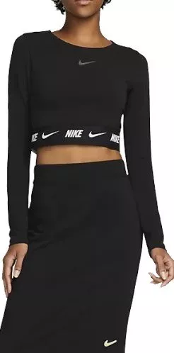 Long-sleeve T-shirt Nike W NSW CROP TAPE LS TOP