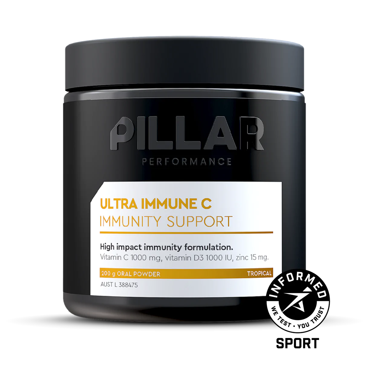 Vitamines et mineraux Pillar Performance Ultra Immune C - Tropical (200g)