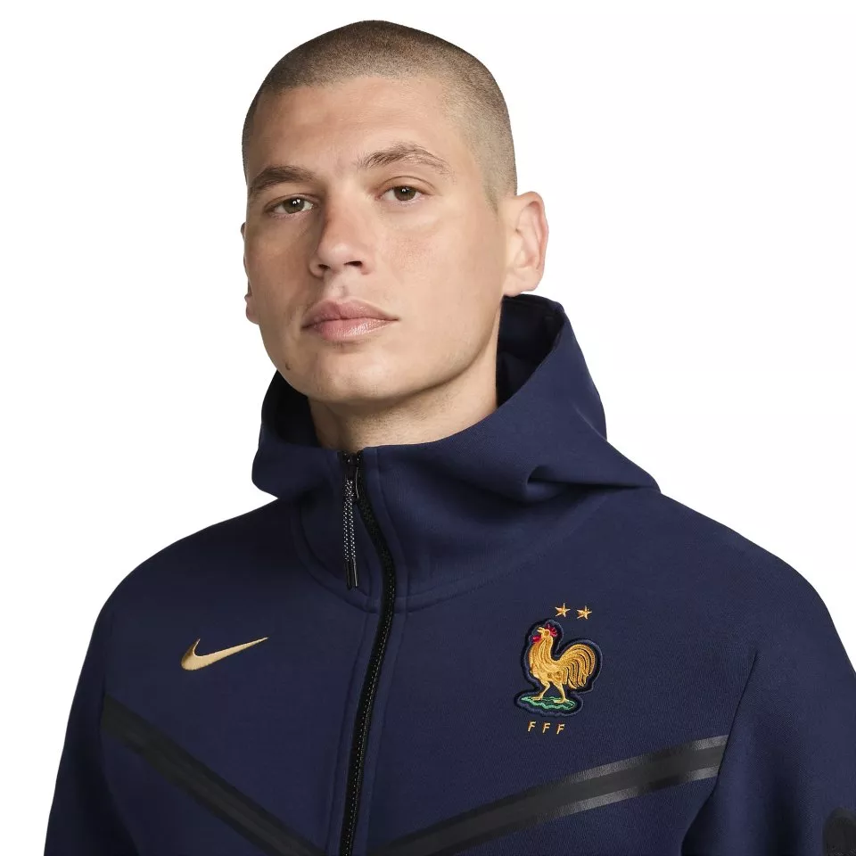 Pánská fotbalová mikina s kapucí a zipem po celé délce Nike Francie Tech Fleece Windrunner