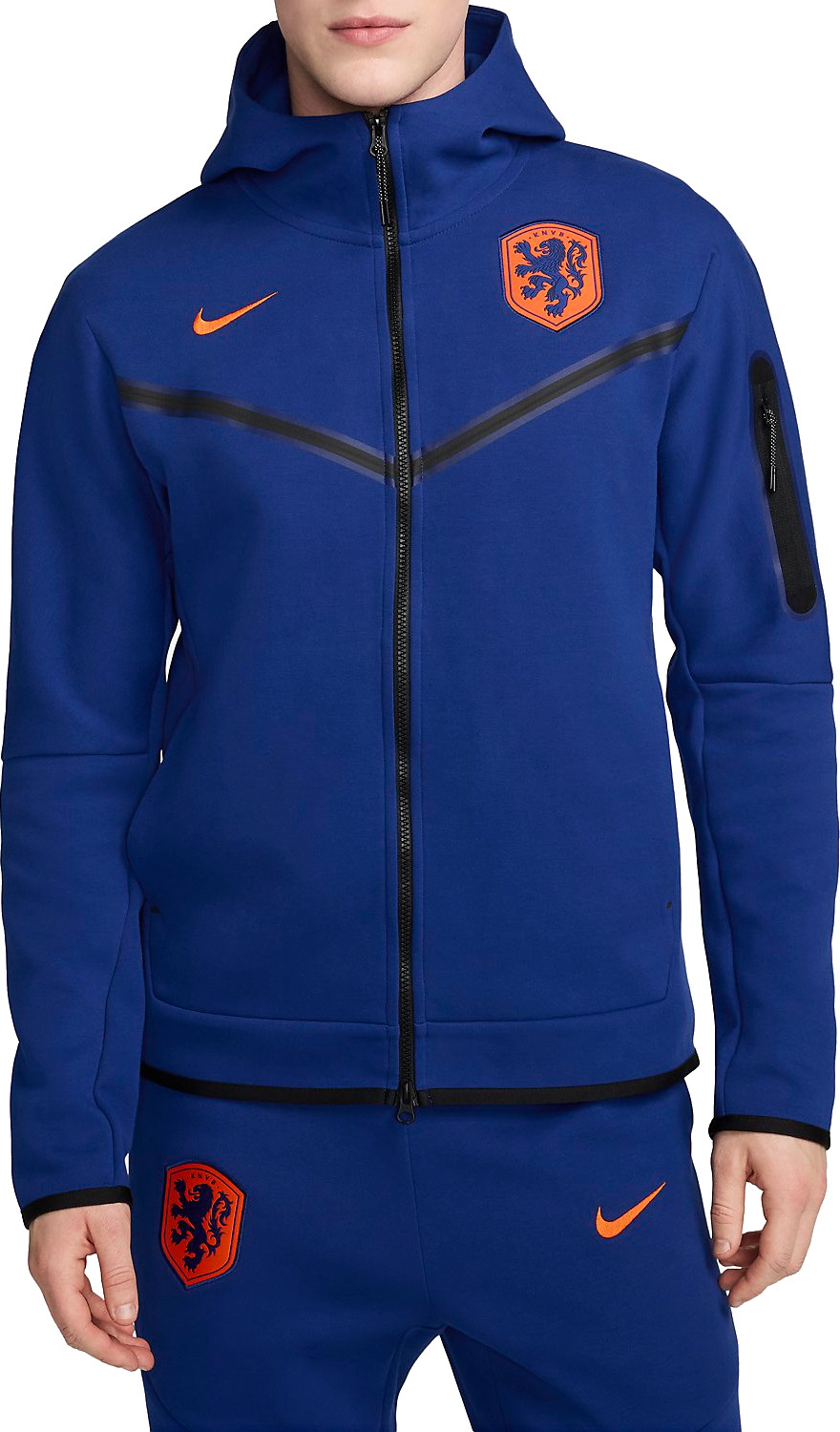 Pánská fotbalová mikina s kapucí a zipem po celé délce Nike Nizozemsko Tech Fleece Windrunner