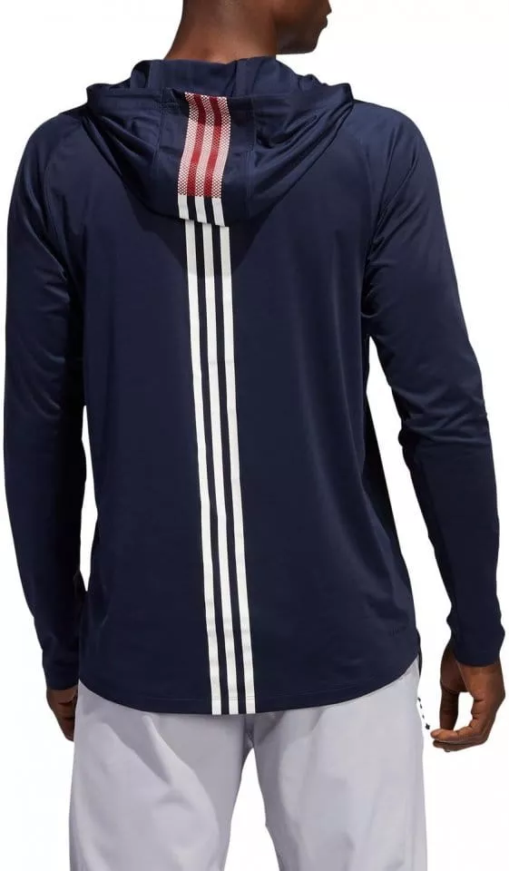 adidas FREELIFT 3STRIPE+ LONGSLEEVE HOODED TEE Kapucnis melegítő felsők