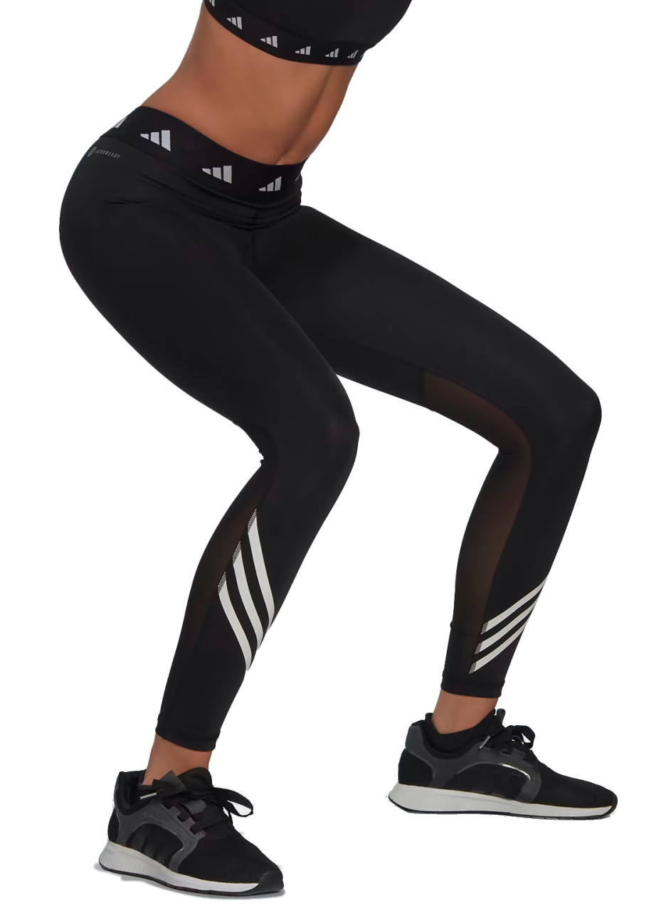 adidas Training Techfit wrapped 3 stripe leggings in black