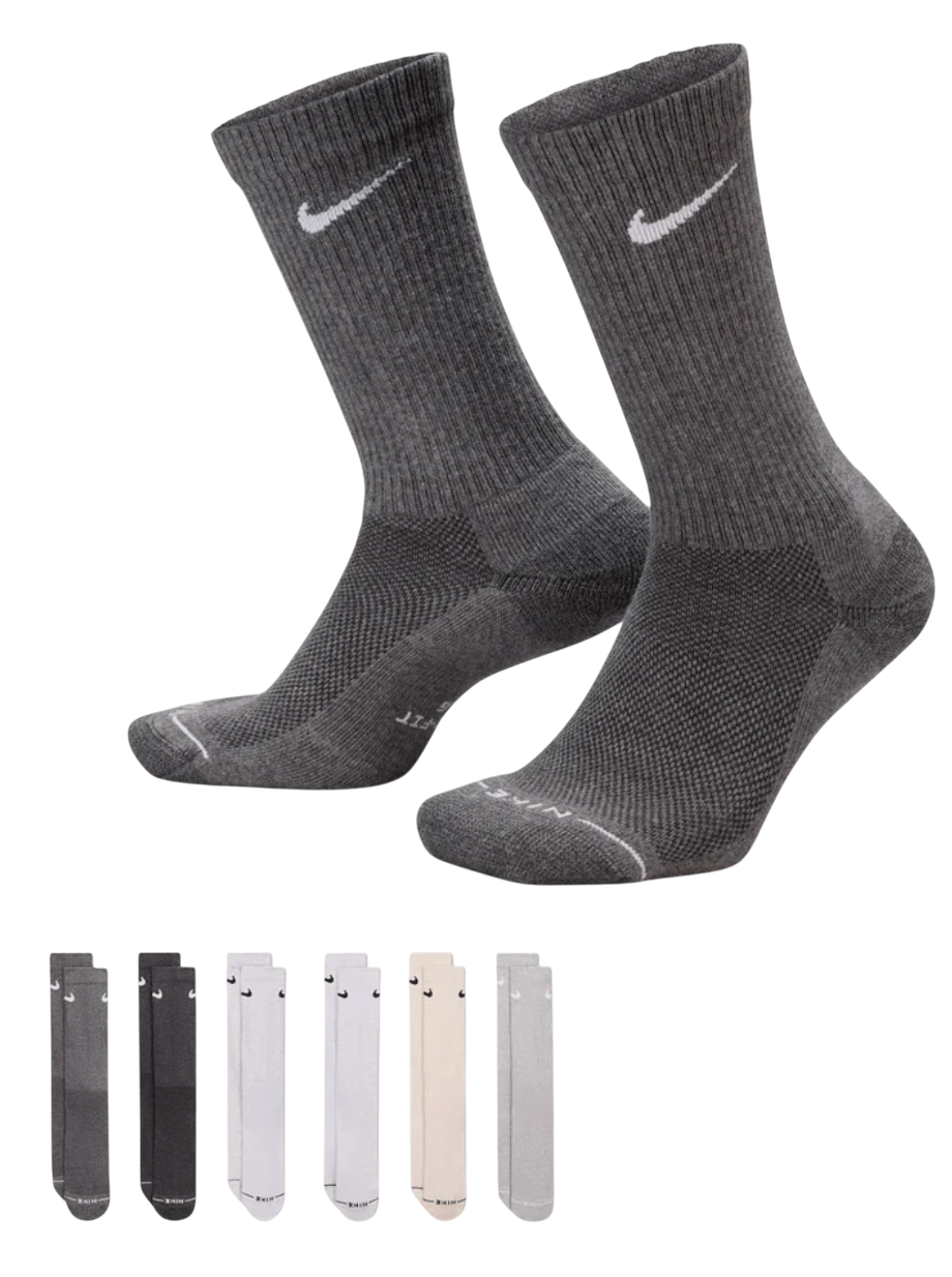 Nike Everyday Elevated Ankle 6 pack Sokken, M, Veelkleurig