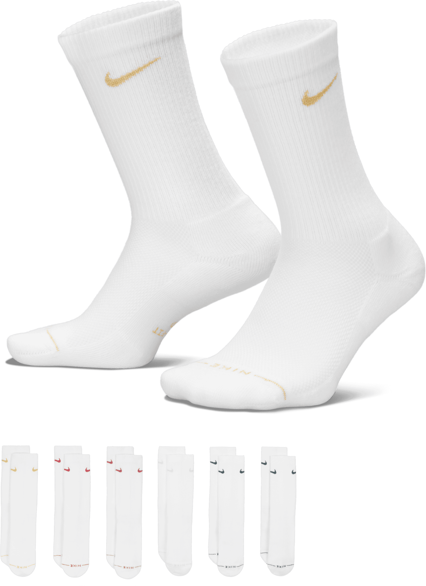 Nike Everyday Elevated Ankle 6 pack Sokken, L, Wit