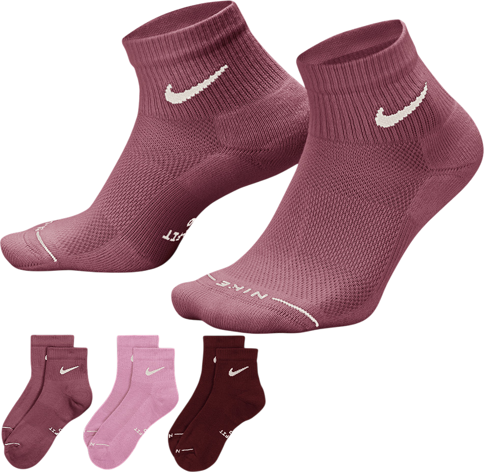 Nike Everyday Elevated Ankle 3 pairs Sokken, L, Veelkleurig