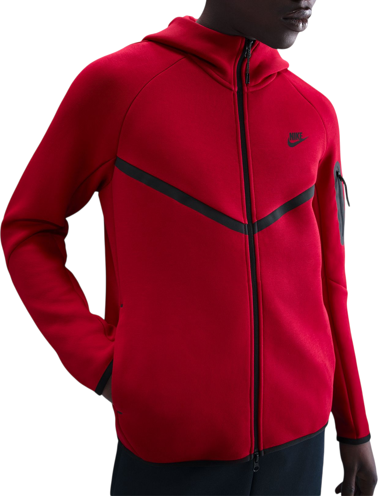 Nike Tech Fleece Full-Zip Windrunner Sweatshirt met capuchon, XL, Rood