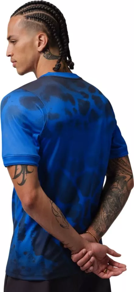 Camiseta de futebol pré-jogo de manga curta masculina Jordan Dri-FIT Brazílie Academy Pro