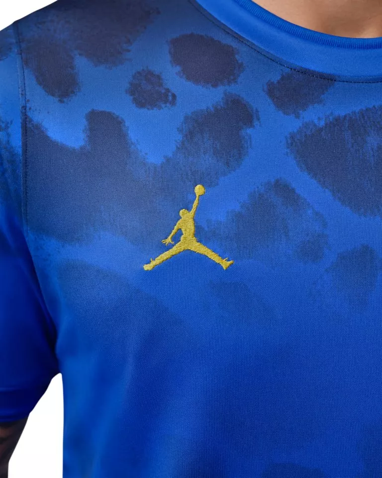 Camiseta de futebol pré-jogo de manga curta masculina Jordan Dri-FIT Brazílie Academy Pro