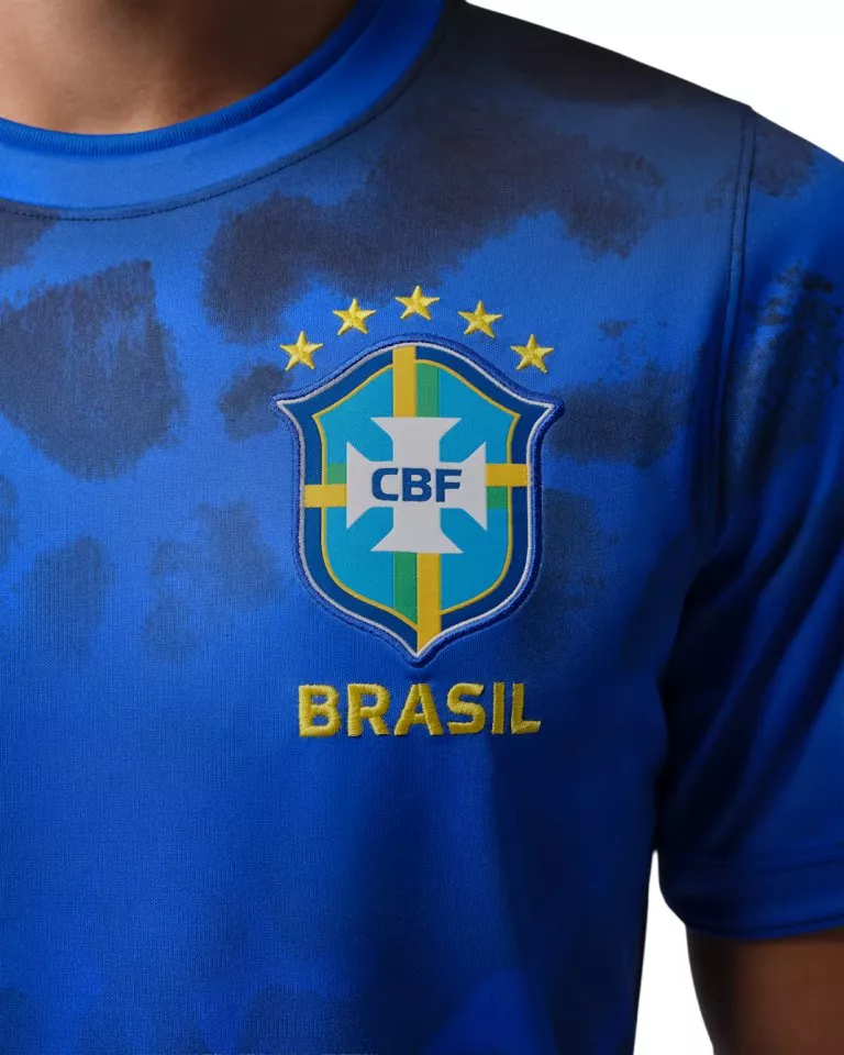 Camiseta de futebol pré-jogo de manga curta masculina Jordan Dri-FIT Brazílie Academy Pro