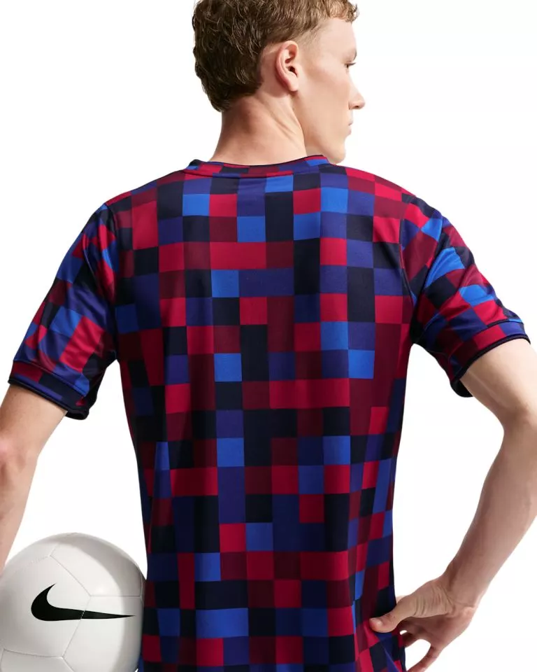 Pánské předzápasové tričko s krátkým rukávem Nike Dri-FIT FC Barcelona, domácí