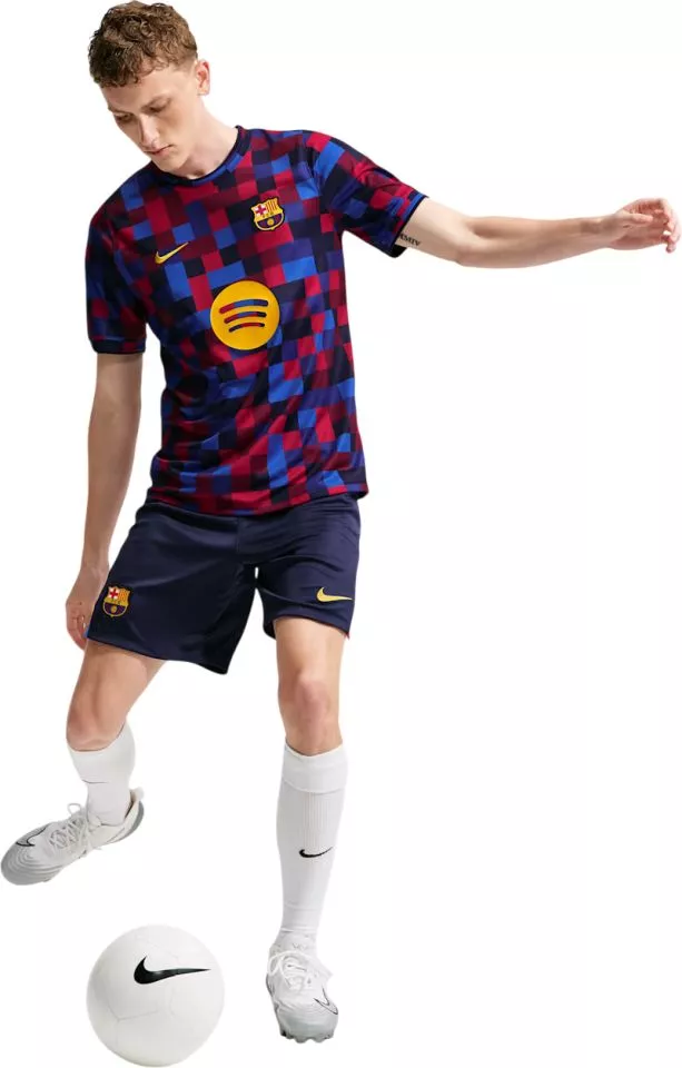 Pánské předzápasové tričko s krátkým rukávem Nike Dri-FIT FC Barcelona, domácí