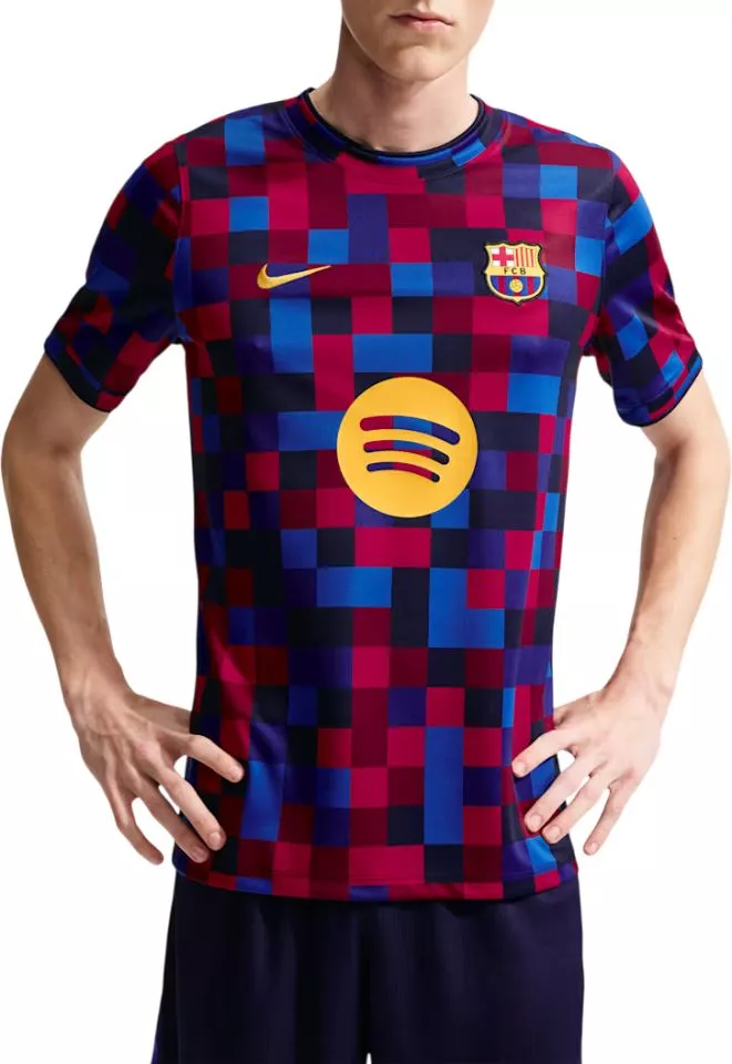 Pánské předzápasové tričko s krátkým rukávem Nike Dri-FIT FC Barcelona, domácí