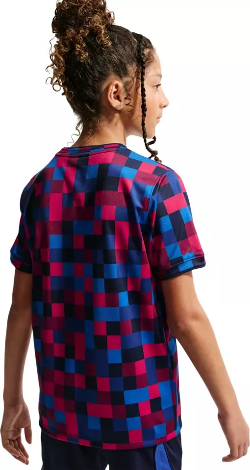 Meccs előtti rövid ujjú futballpóló nagyobb gyerekeknek Nike Dri-FIT FC Barcelona 2026/27