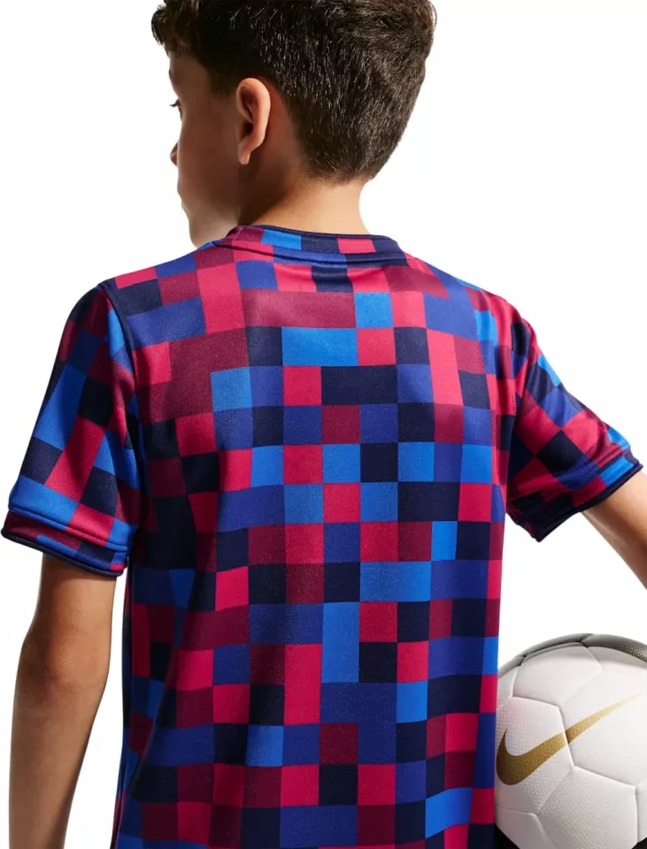 Meccs előtti rövid ujjú futballpóló nagyobb gyerekeknek Nike Dri-FIT FC Barcelona 2026/27