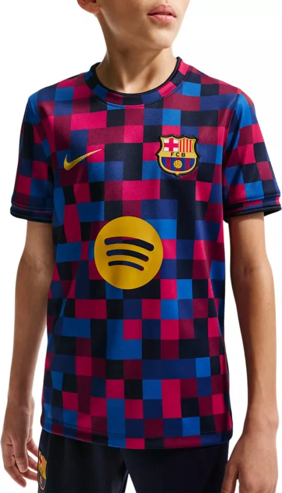 Meccs előtti rövid ujjú futballpóló nagyobb gyerekeknek Nike Dri-FIT FC Barcelona 2026/27
