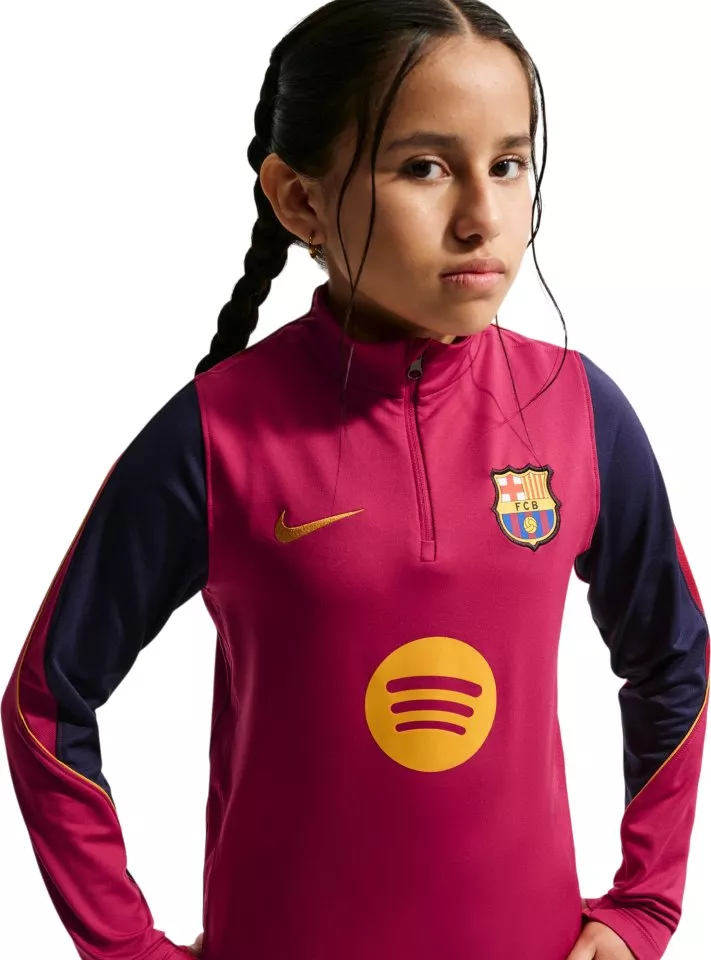 Gyerek kötött futball edző hosszú ujjú felső Nike Dri-FIT FC Barcelona Strike 2026/27