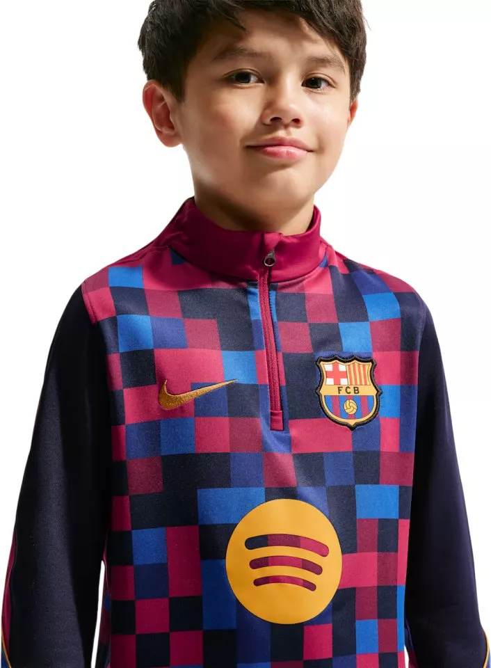 Gyerek hazai mérkőzés előtti edzőfelső hosszú ujjú Nike Dri-FIT FC Barcelona Strike 2026/27