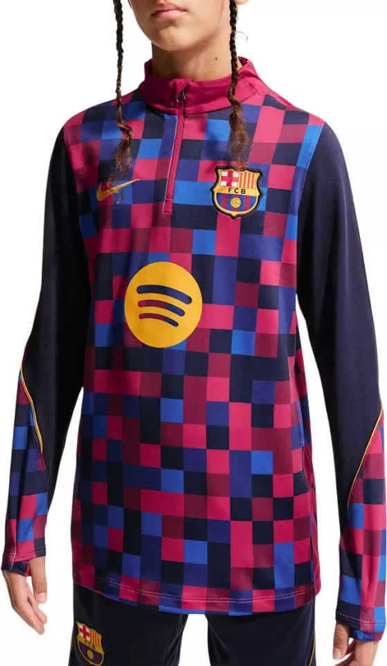 Gyerek hazai mérkőzés előtti edzőfelső hosszú ujjú Nike Dri-FIT FC Barcelona Strike 2026/27
