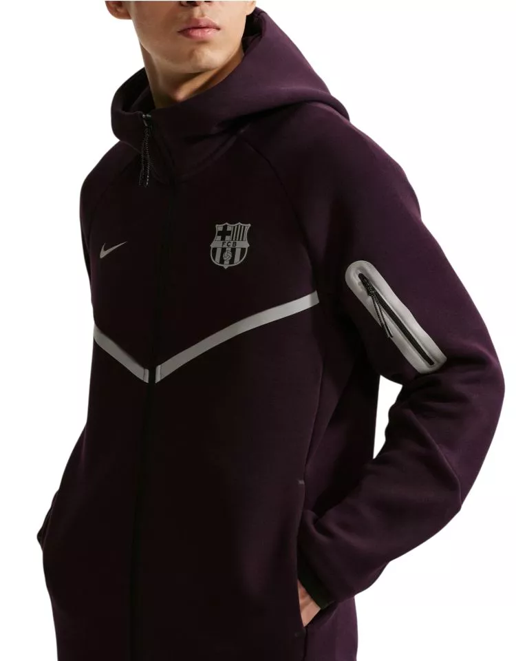 Hanorac de fotbal pentru bărbați, cu glugă și fermoar pe toată lungimea Nike FC Barcelona Tech Fleece Windrunner