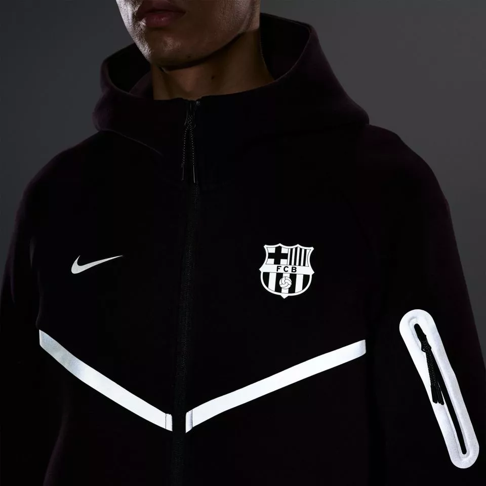 Hanorac de fotbal pentru bărbați, cu glugă și fermoar pe toată lungimea Nike FC Barcelona Tech Fleece Windrunner